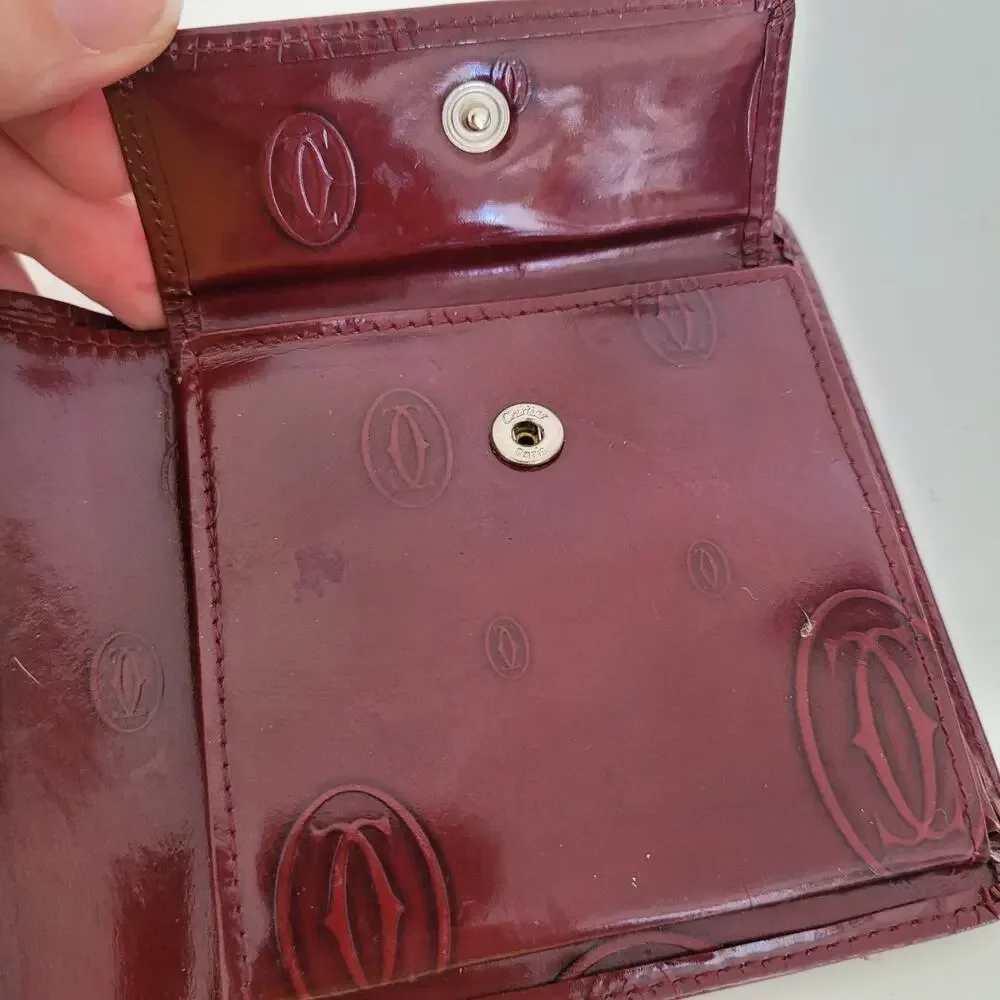 Cartier Happy‎ Birthday Men's Bifold Leather Red Wallet Medium Card Bill Holder